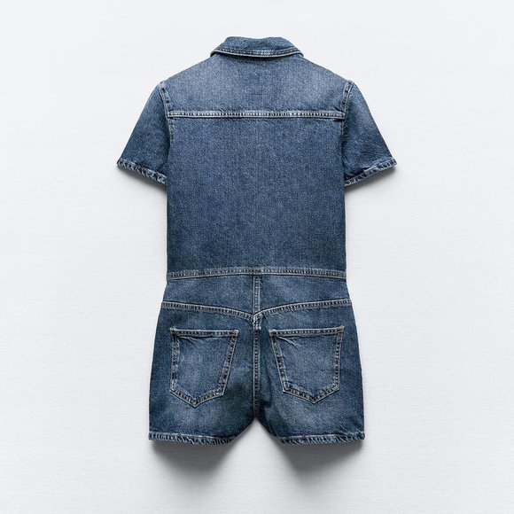 NWT ZARA Denim Mini Romper/Jumpsuit - Picture 5 of 8